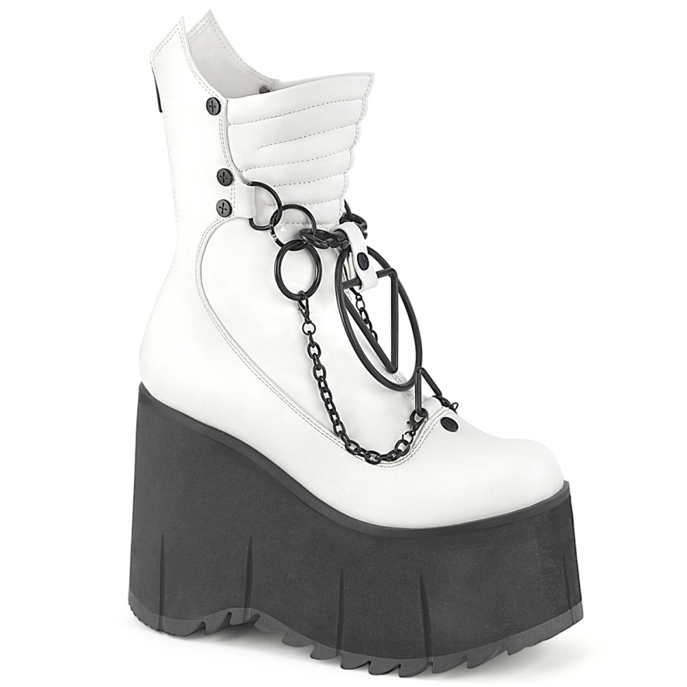 DemoniaCult - KERA-130 Bottes de plate-forme - Blanc/Noir